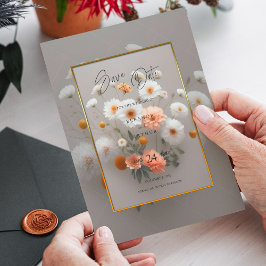 Blommigten elegant Spara datum - Bröllopsinbjudan Tack Kort