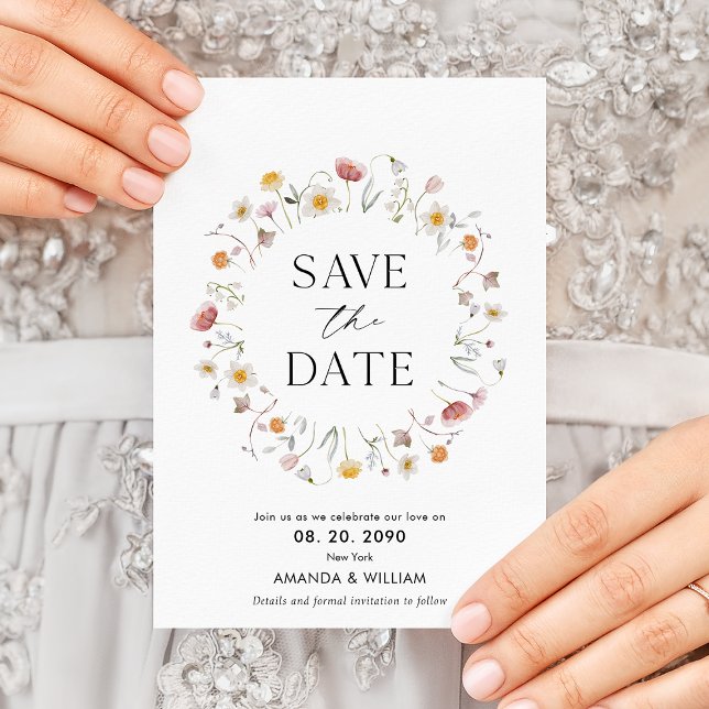 Blommigten elegant Spara datumkortet Meddelande (Skapare uppladdad)