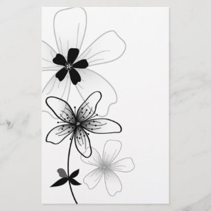 Blommigten elegant, svartvitt