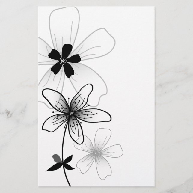 Blommigten elegant, svartvitt (Framsida)