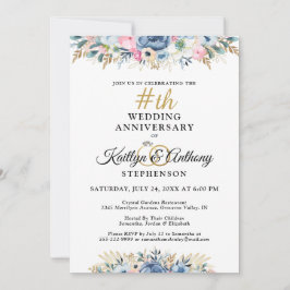 Blommigten elegant - vattenfärg - årsdag inbjudningar