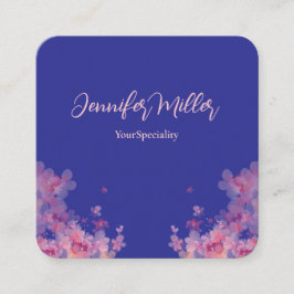 blommigten elegant vattenfärg Klistra in marin  bl Fyrkantigt Visitkort