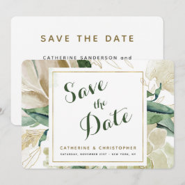 Blommigten elegant Vattenfärg Spara datumkortet Datumet