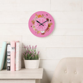 Blommigten elegant vattenfärg stor klocka