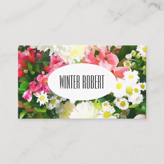blommigten elegant vattenfärg visitkort (Framsida)