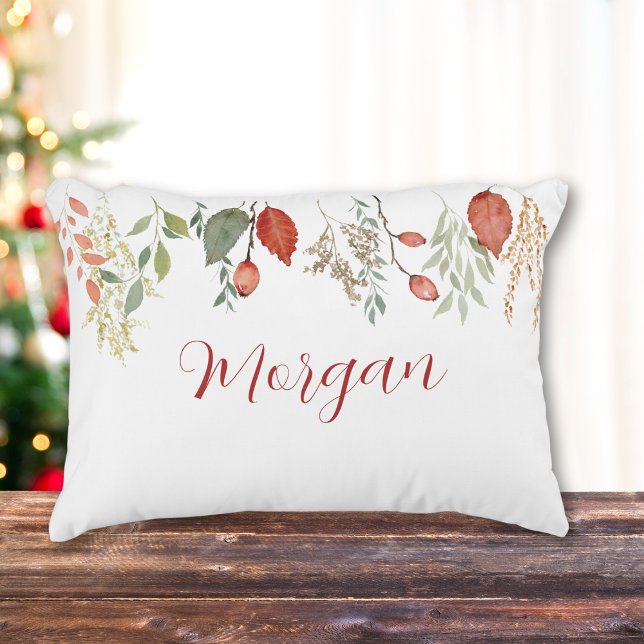 Blommigten elegant vattenfärgsvinter prydnadskudde (Skapare uppladdad)