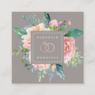 Blommigten elegant vid Ro Guld Ringar Fyrkantigt Visitkort