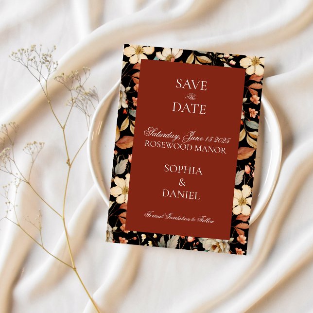 Blommigten elegant Vintage Spara datum Inbjudan (Skapare uppladdad)
