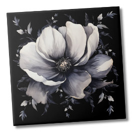 Blommigten elegant vit svart kakelplatta