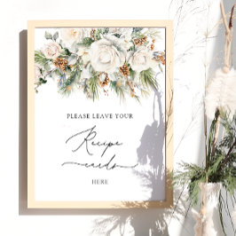 Blommigten elegant Winter Lämnar receptkortet här Poster