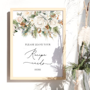 Blommigten elegant Winter Lämnar receptkortet här Poster