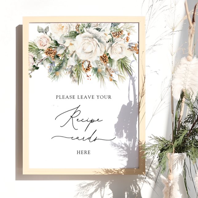 Blommigten elegant Winter Lämnar receptkortet här Poster (Skapare uppladdad)