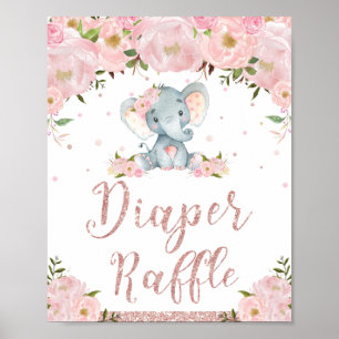 Blommigten Elephant Baby Shower för hårklammer Poster