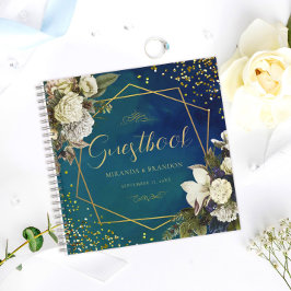 Blommigten Emerald Grönt Guld Bröllop Guestbook