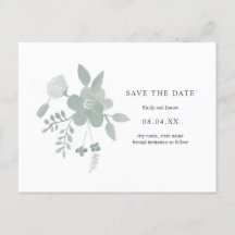 Blommigten Enkel Grönt vattenfärg Spara datum