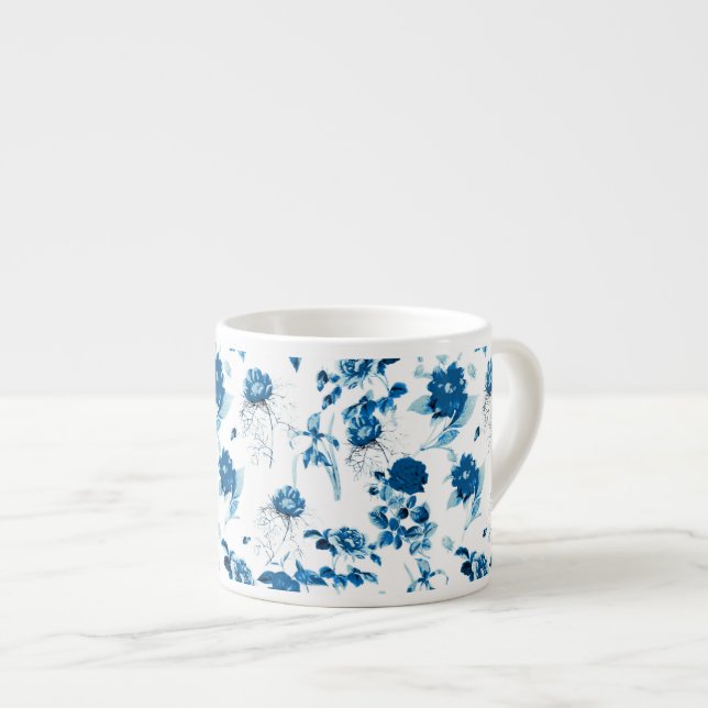 Blommigten Espresso Mugg-Blue Espressomugg (Framsida höger)