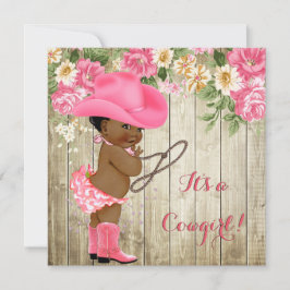 Blommigten Ethnic Cowgirl Baby Shower Rosa Boots Inbjudningar