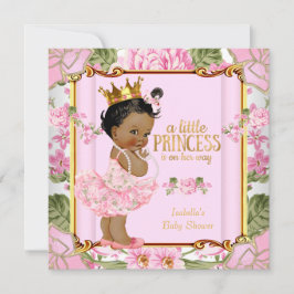 Blommigten Ethnic Princess Baby Shower Rosa ros Inbjudningar