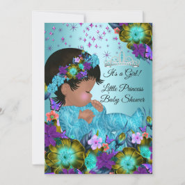 Blommigten Etnik Lila för Baby Shower Teal Blue Inbjudningar