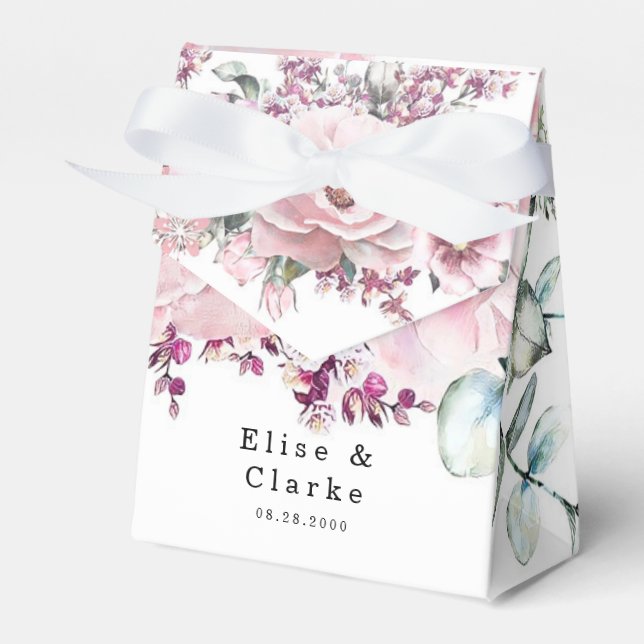 Blommigten Eucalyptus Bröllop i Ro Presentaskar (Framsidan Sidan)