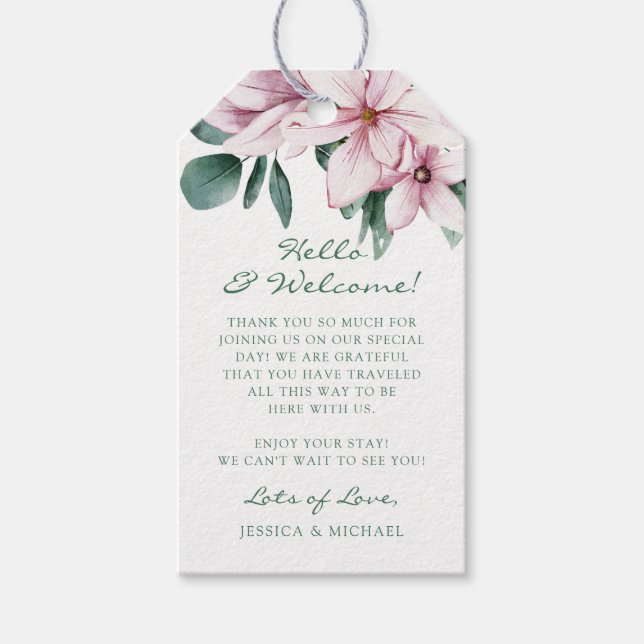 Blommigten Eucalyptus Bröllop Välkomsthälsa om vat Presentetikett (Framsidan)