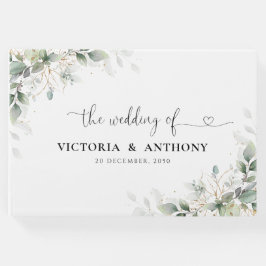 Blommigten Eucalyptus Guld Greenery Bröllop Guest  Gästböcker