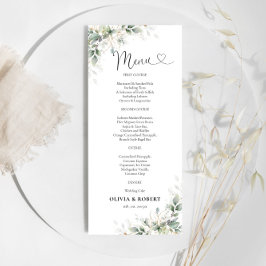 Blommigten Eucalyptus Guld Greenery Bröllop Menu Meny