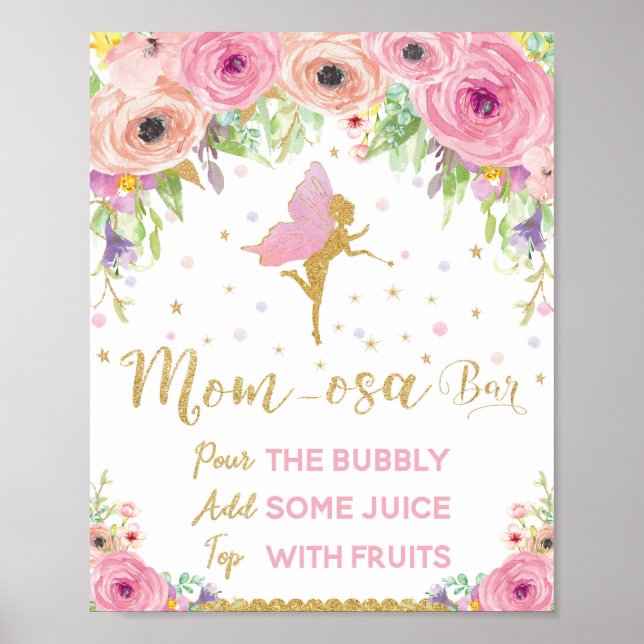 Blommigten Fairy Baby Shower Mimosa Pub Sign Flick Poster (Framsidan)