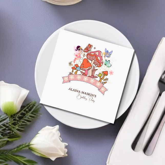 Blommigten Fairy Enchanted Mushroom Watercolor Pappersservett (Skapare uppladdad)