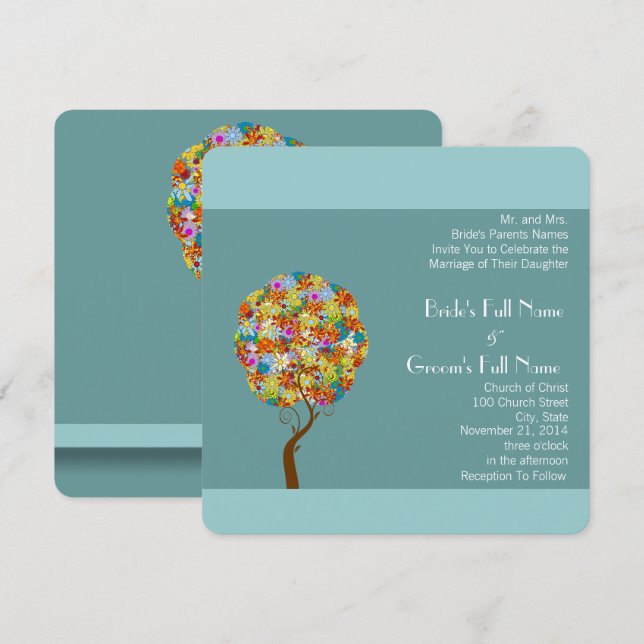 Blommigten Fairy Tale Träd Inbjudningar (Fram/baksida)