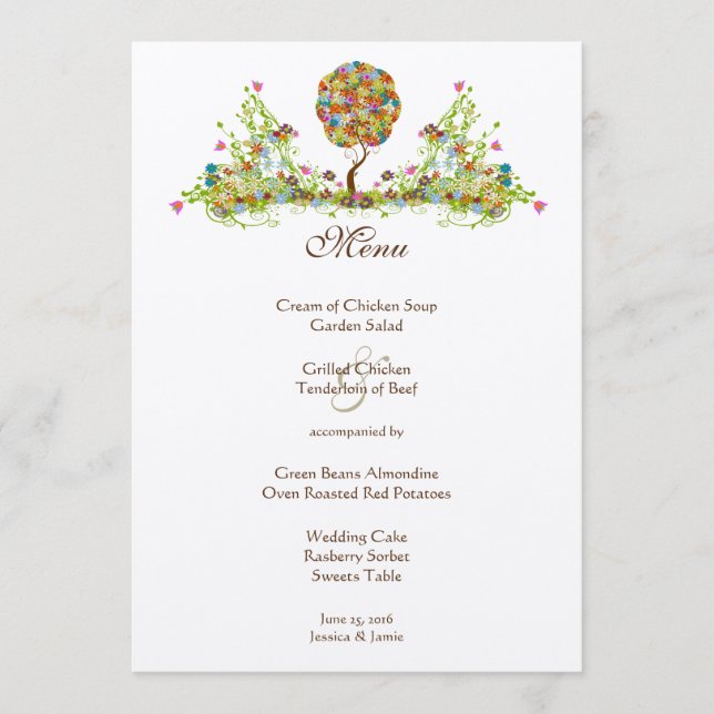 Blommigten Fairy Tale Träd Meny (Framsida)