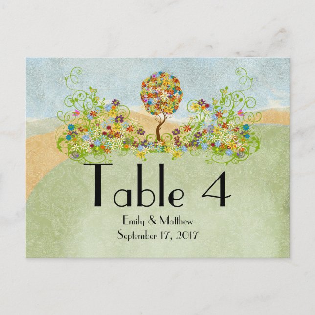 Blommigten Fairy Tale Träd Vykort (Framsida)