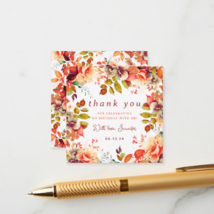 Blommigten Fall Autumn Watercolor Birthday Tack Tilläggskort