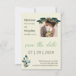 Blommigten Fall Blue och Guld Spara datumfoto Datumet