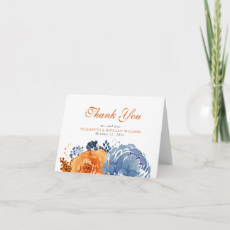Blommigten Fall för blå bränd Orange i marint blåt Tack Kort