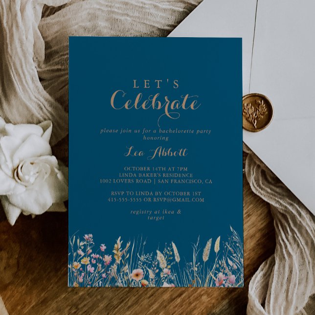 Blommigten Fall Meadow Vild Låt oss Celebrate Part Inbjudningar (Skapare uppladdad)