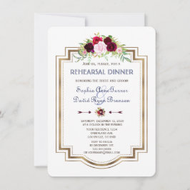 Blommigten Fall Rehearsal Middag för marsala- Inbjudningar