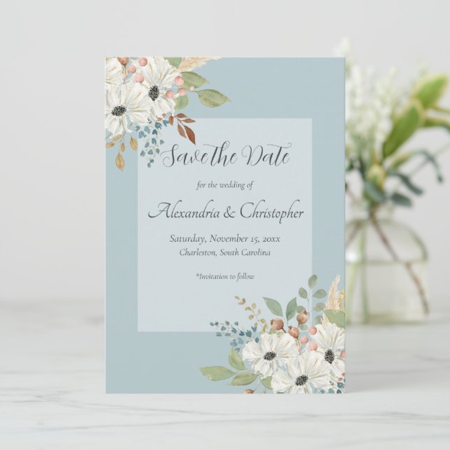Blommigten Fall Watercolor Bouquet Spara datum Inbjudningar (Stående Fram)
