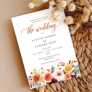 Blommigten Fall Wedding Watercolor Inbjudningar