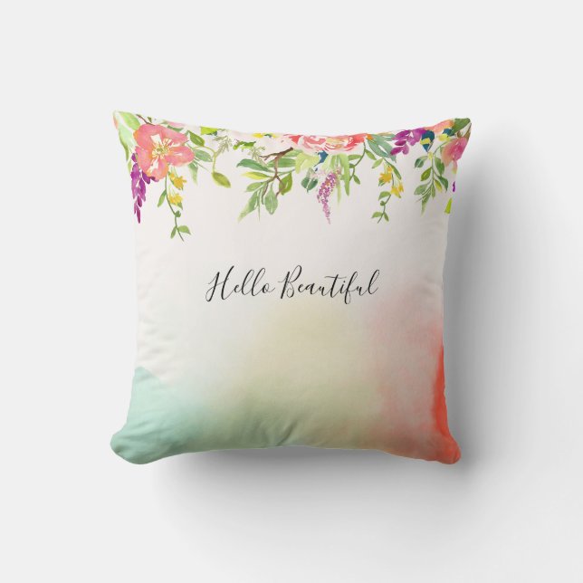 Blommigten Färgämne i Rosa ros Kudde (Framsida)