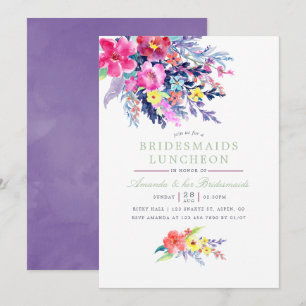 Blommigten Färgbeläggning av vattenfärg Bridesmaid Inbjudningar