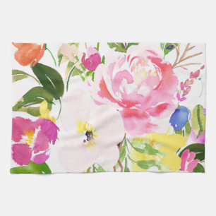 Blommigten Färgbeläggning av vattenfärgen Vår Bloo Kökshandduk
