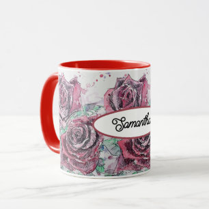 Blommigten Färgblommor i röd ros Mugg