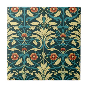 Blommigten Färgfull Art nouveau Kakelplatta