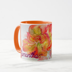 Blommigten Färgmålning för orange Gul ros Mugg