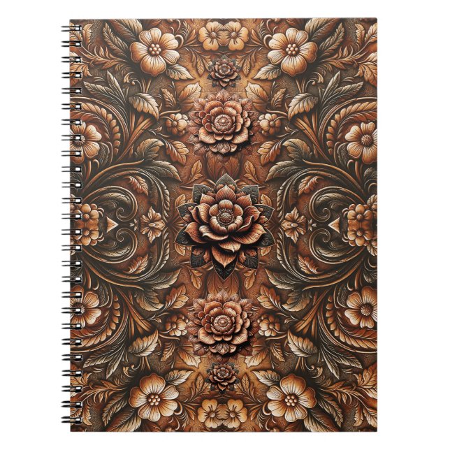 Blommigten Faux läder, Vintage Anteckningsbok (Framsidan)