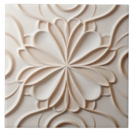Blommigten Faux Relief Pastel Beige & White Abstra Kakelplatta