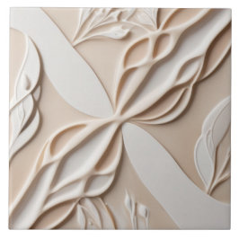 Blommigten Faux Relief Pastel Beige & White Abstra Kakelplatta