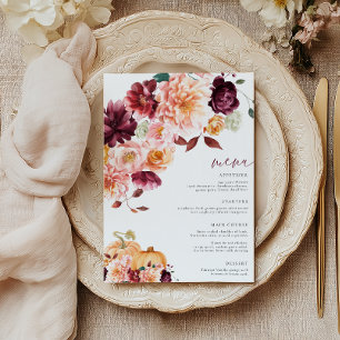 Blommigten Faye Burgundy Fall Menu Inbjudningar