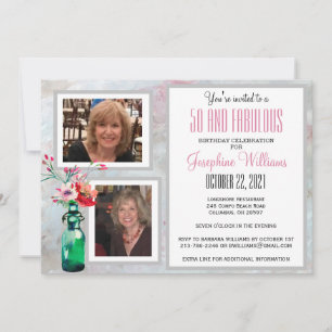Blommigten Femtio och Fabulous Party Photos Inbjudningar